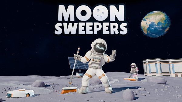 Moon Sweepers trailer still showing the lunar cleaning premise