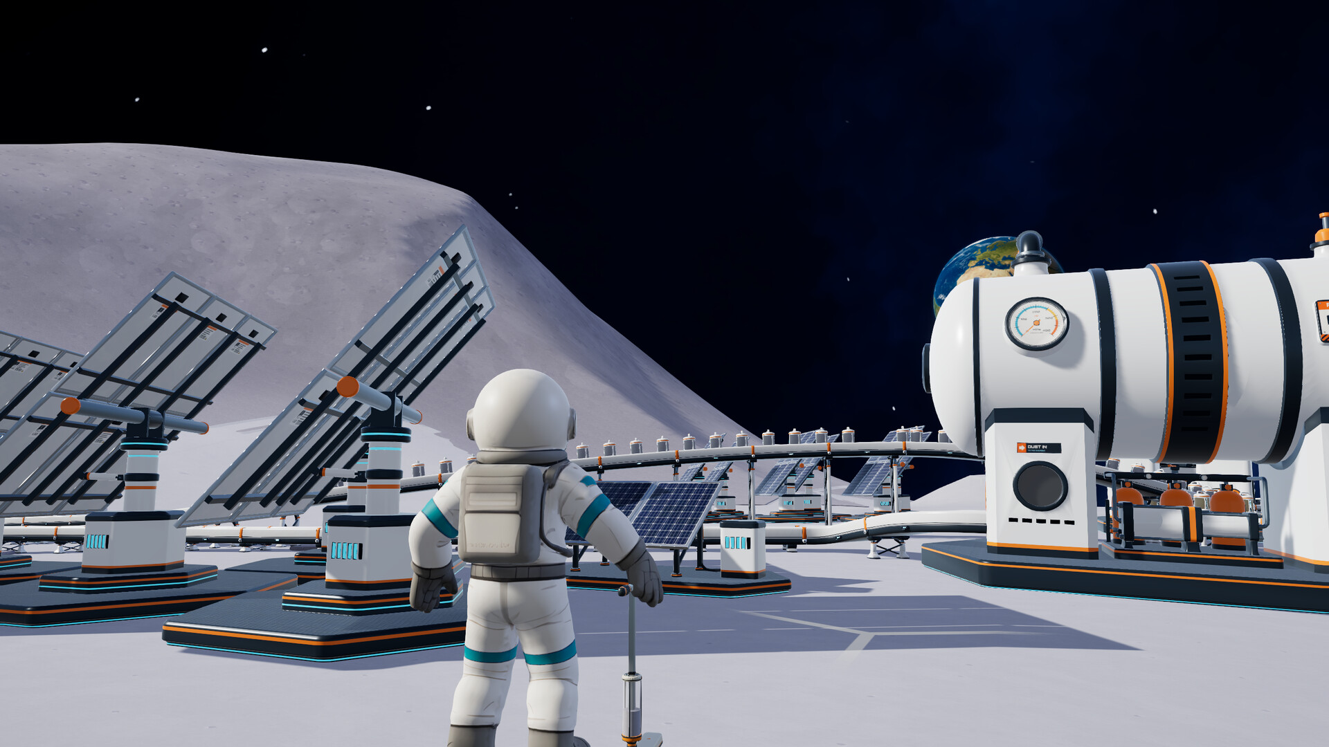 Moon Sweepers cleaning vehicle on the lunar surface